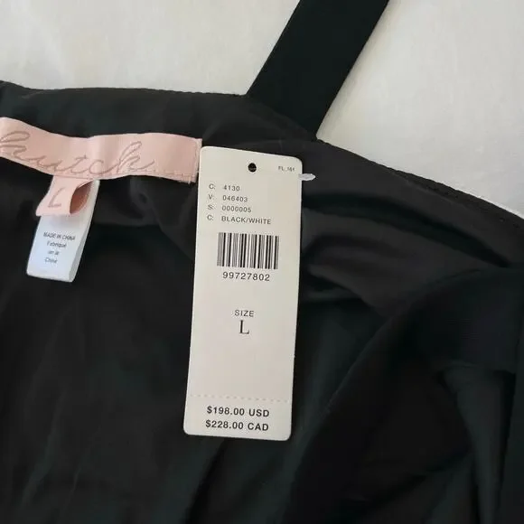 Anthropologie Hutch NWT Sleeveless Square Neck Black White Stripe Mini Dress - Picture 7 of 14